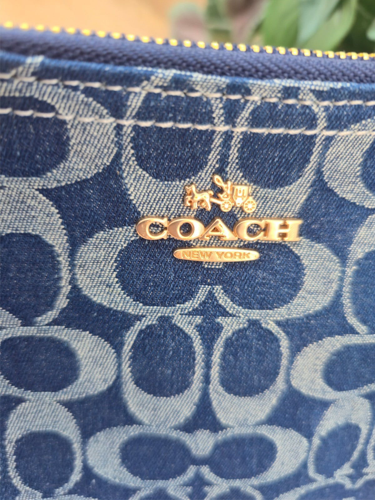 COACH Denim Signature Small Shoulder Bag