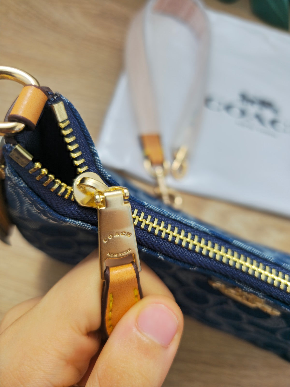 COACH Denim Signature Small Shoulder Bag