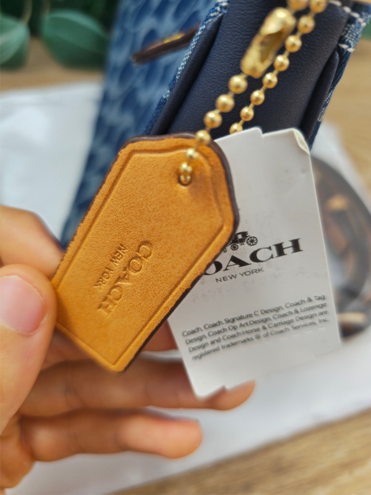 COACH Denim Signature Small Shoulder Bag