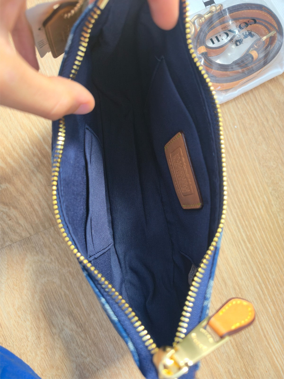COACH Denim Signature Small Shoulder Bag