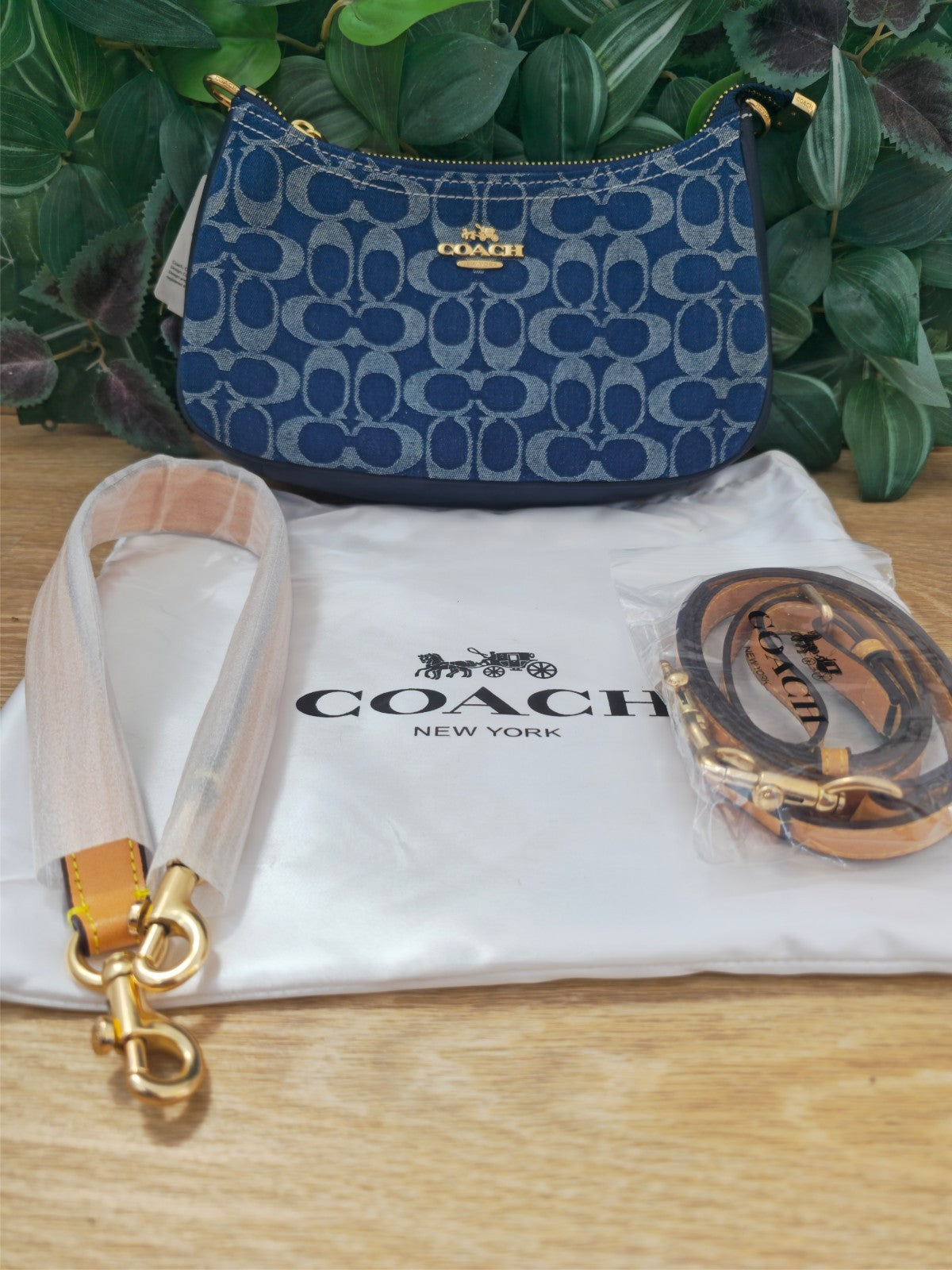 COACH Denim Signature Small Shoulder Bag